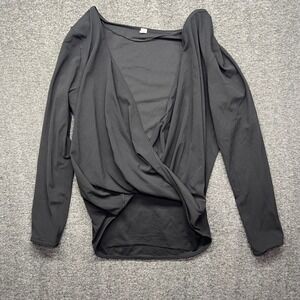 Lululemon Top Womens 10 Black Surrender To The Flow Long Sleeve Wrap Front